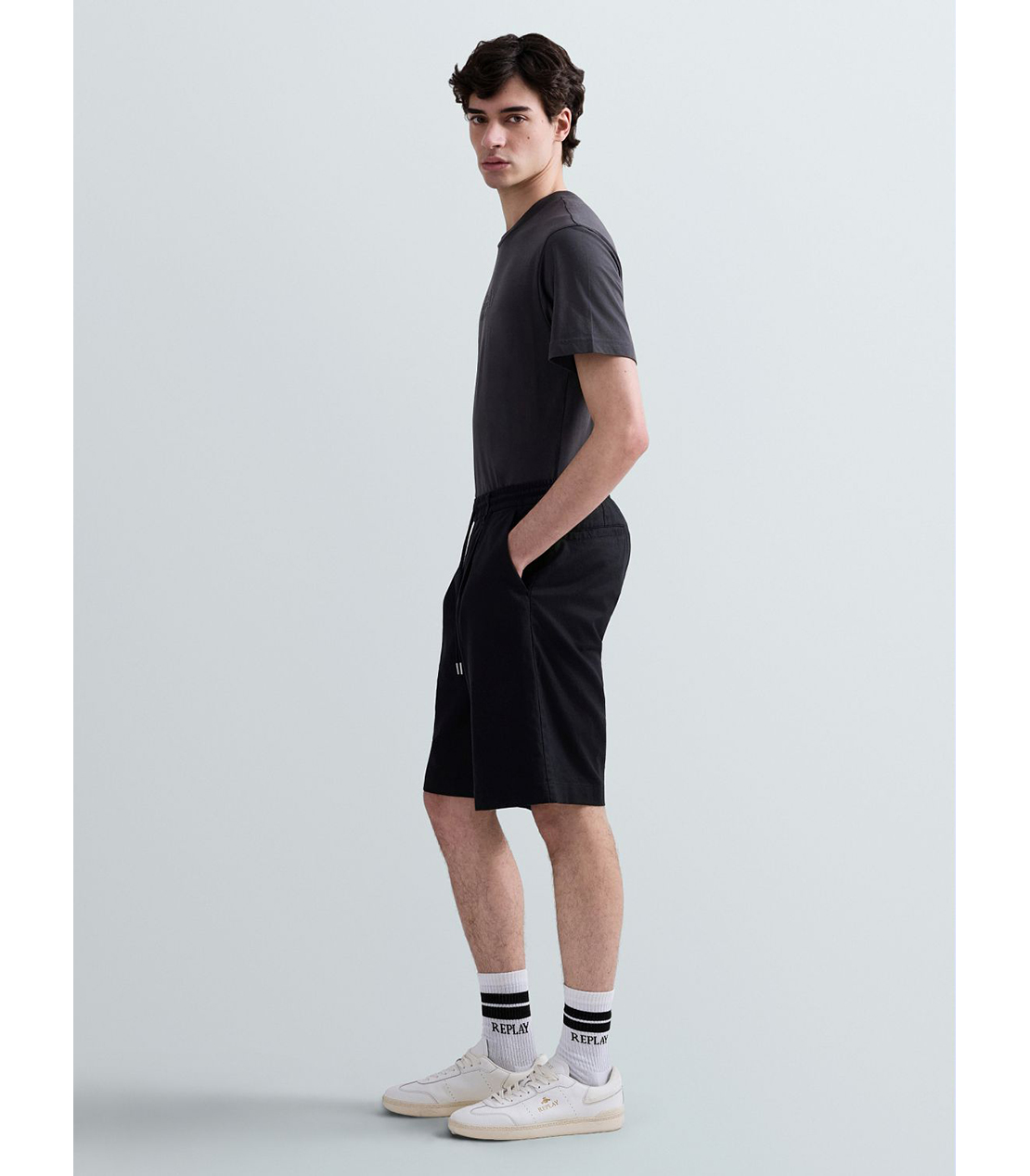 リネンコットンツイルショーツ 詳細画像 ブラック 4